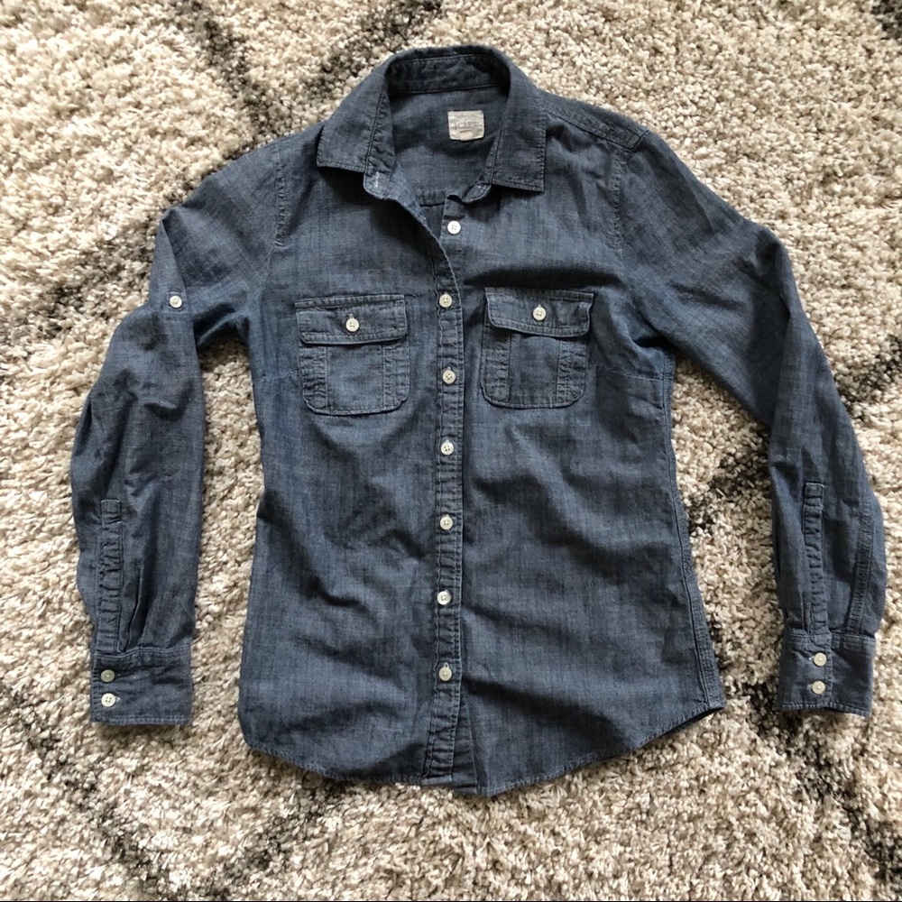 J.Crew Chambray "Perfect Shirt" Long-sleeve Top